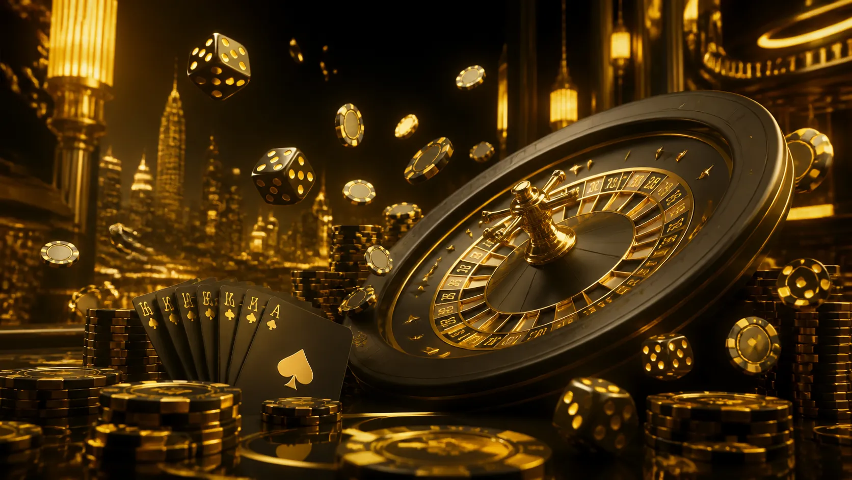 High-end casino hero banner for Betandyou featuring Betandyou-themed elements with poker chips, playing cards, and glowing ne